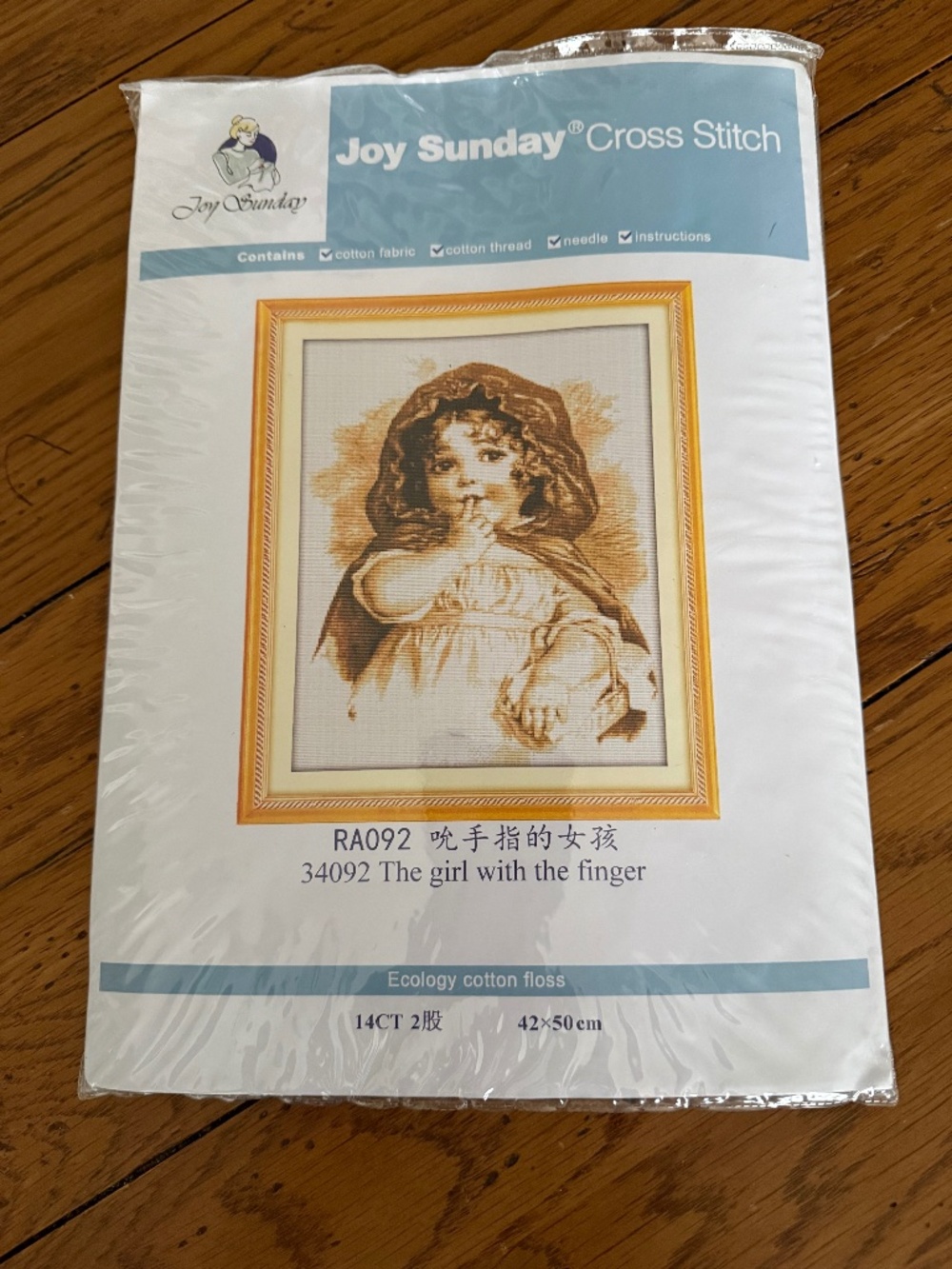 Young Sepia Girl 14 Count Aida Joy Sunday Cross Stitching Kit New